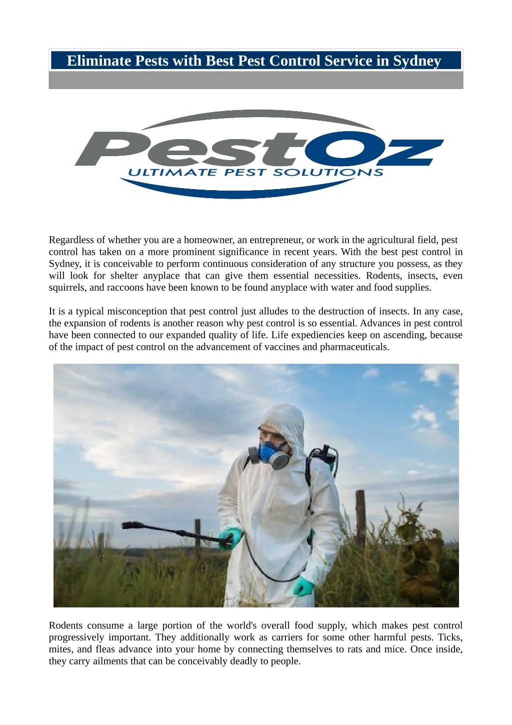eliminate pests with best pest control service