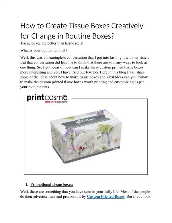 How to Create Tissue Boxes Creatively for Change in Routine Boxes