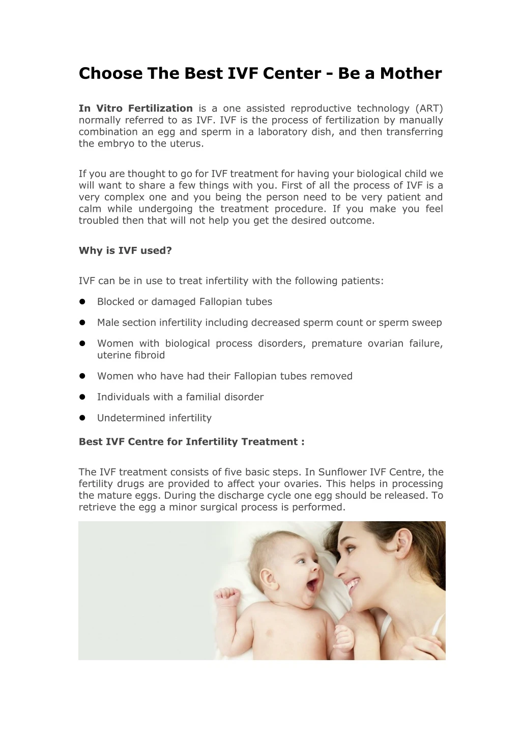 choose the best ivf center be a mother