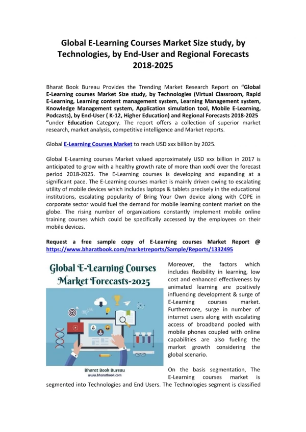 Global E-Learning Courses Market Forecast 2018-2025