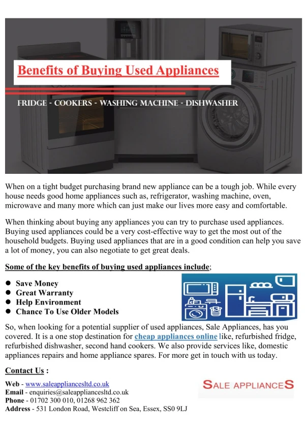 Benefits of buying used appliances