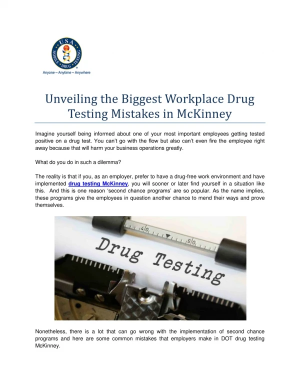 Unveiling the Biggest Workplace Drug Testing Mistakes in McKinney