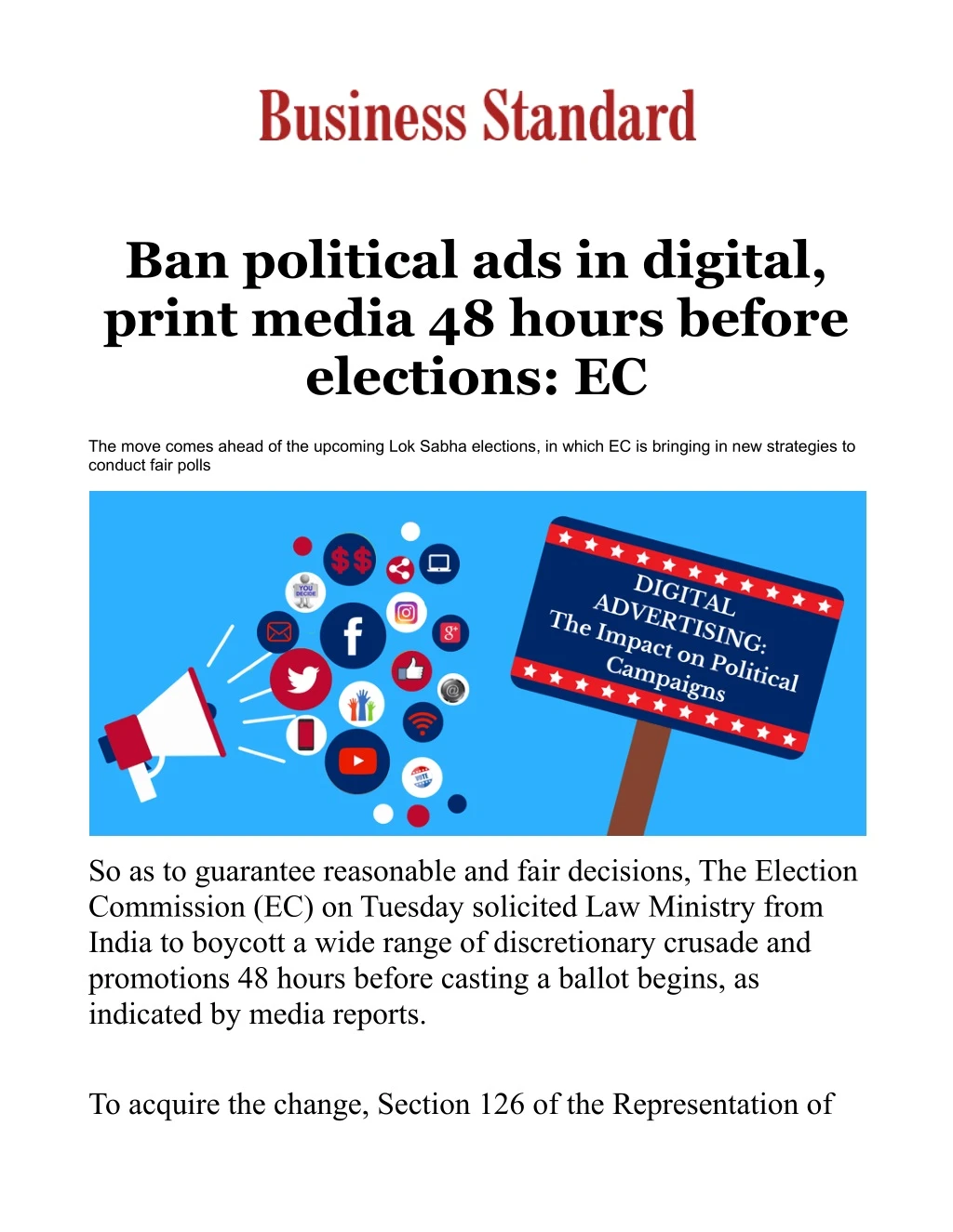 ban political ads in digital print media 48 hours