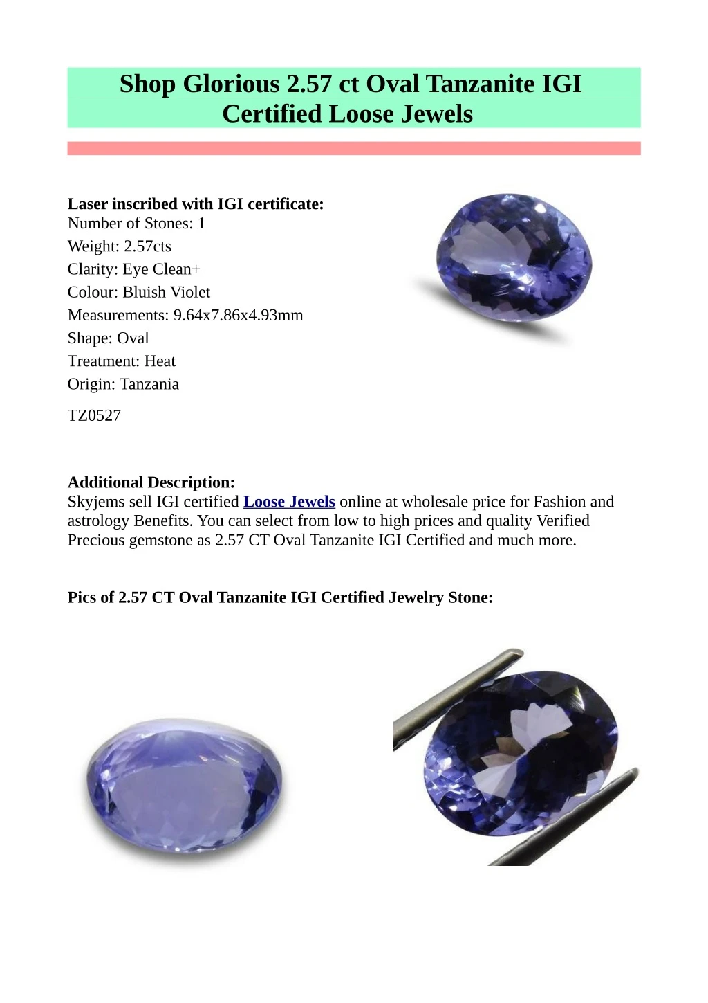 shop glorious 2 57 ct oval tanzanite