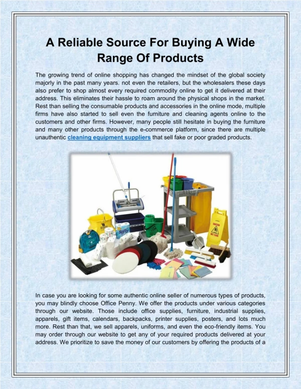 A Reliable Source For Buying A Wide Range Of Products