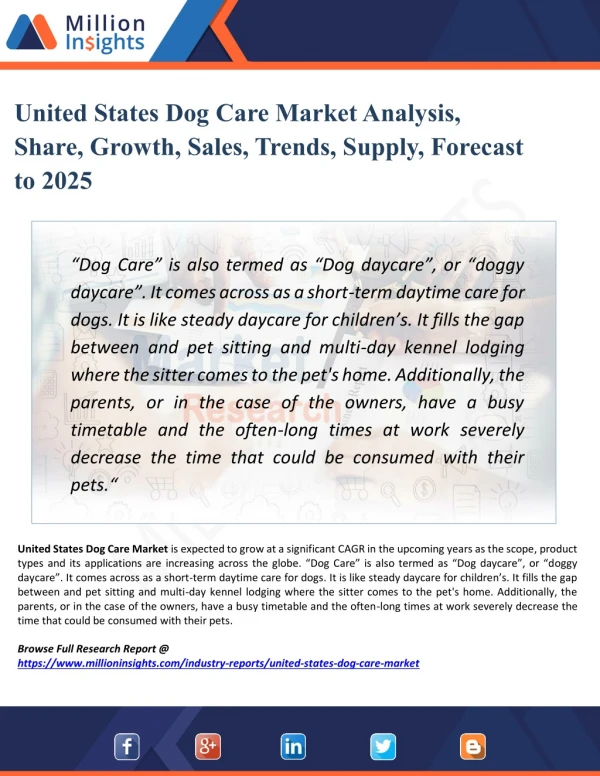 United States Dog Care Market Share by Manufacturers, Trends and Distributor Analysis to 2025 Forecast