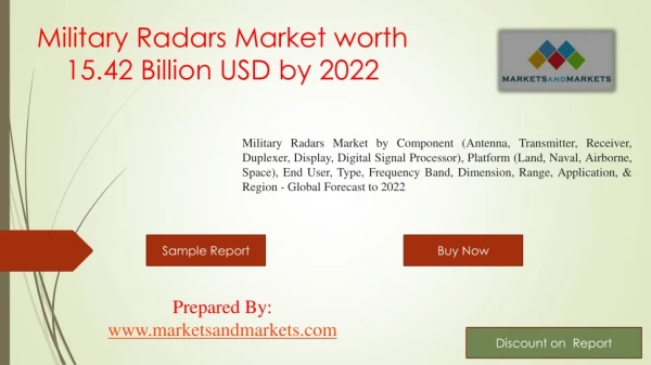 Military Radars Market worth 15.42 Billion USD by 2022