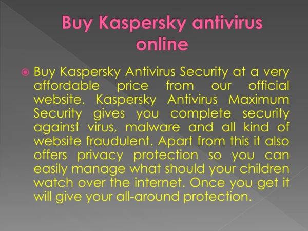 Kaspersky antivirus online purchase