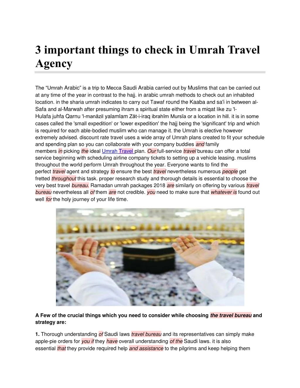 3 important things to check in umrah travel agency