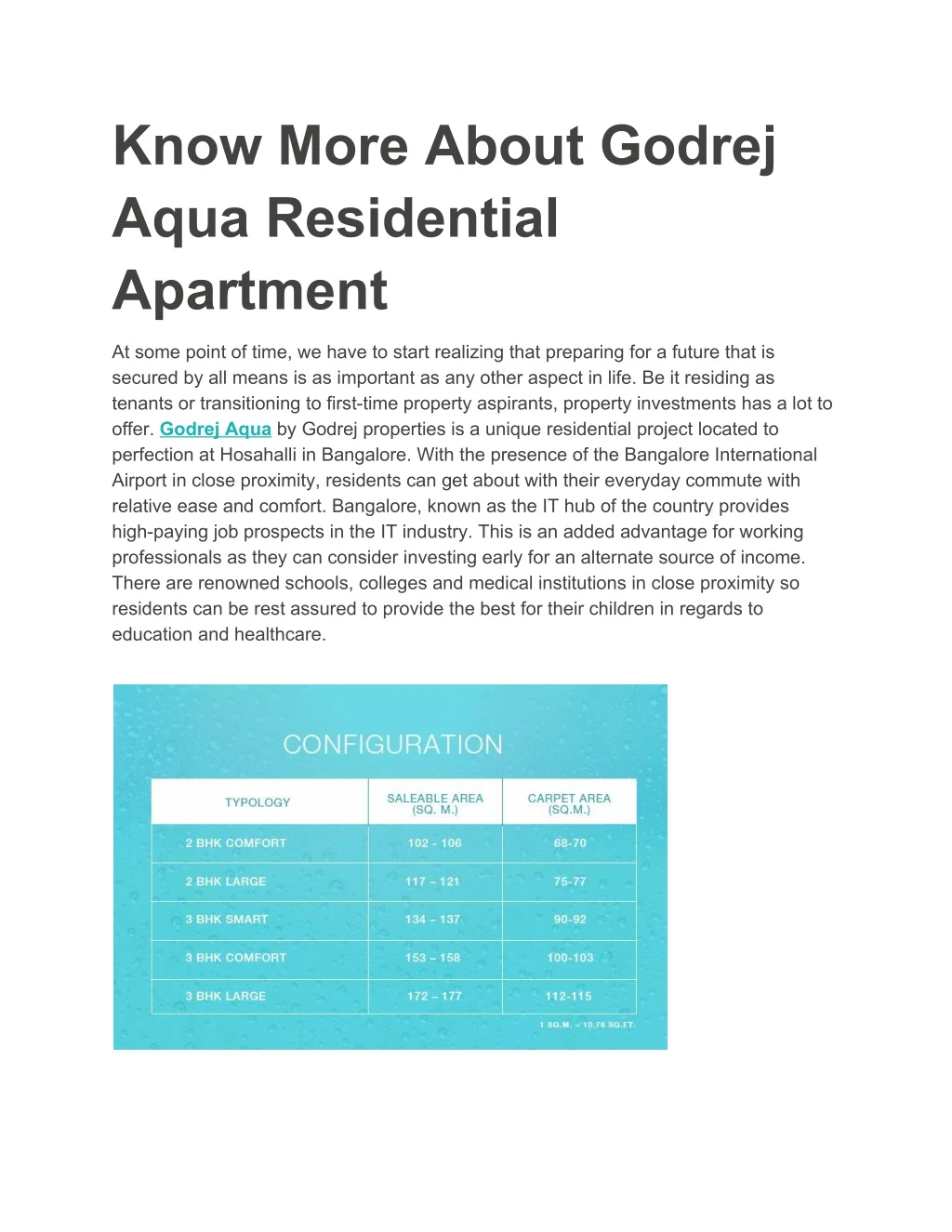 know more about godrej aqua residential apartment