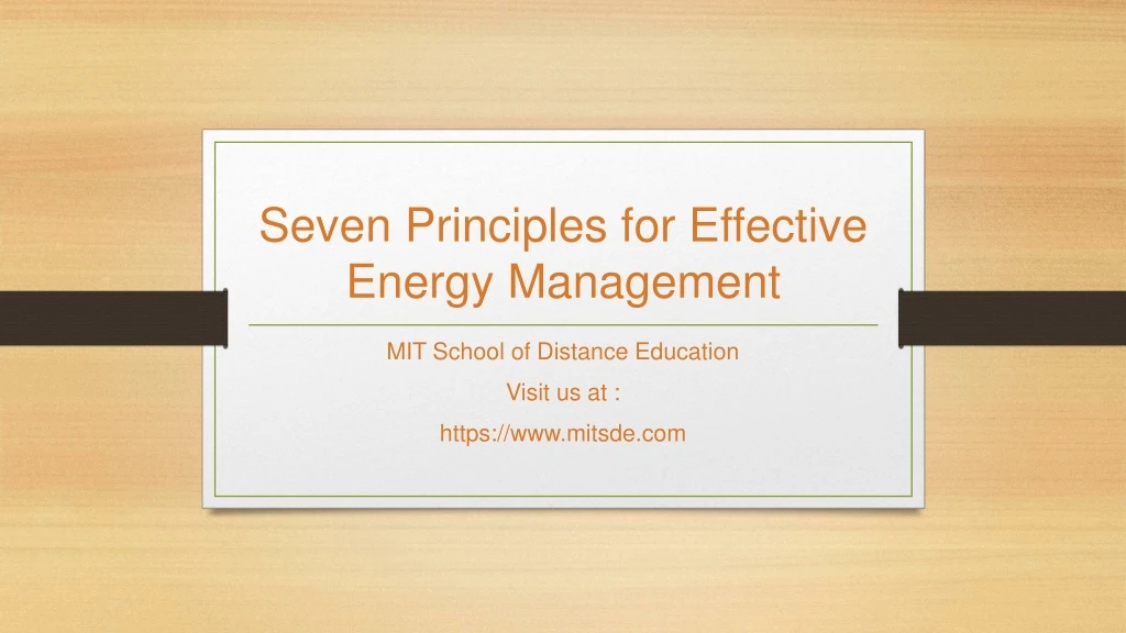 seven principles for effective energy management