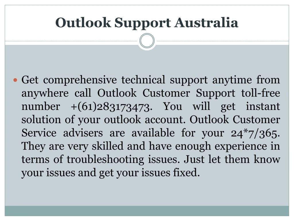 outlook support australia