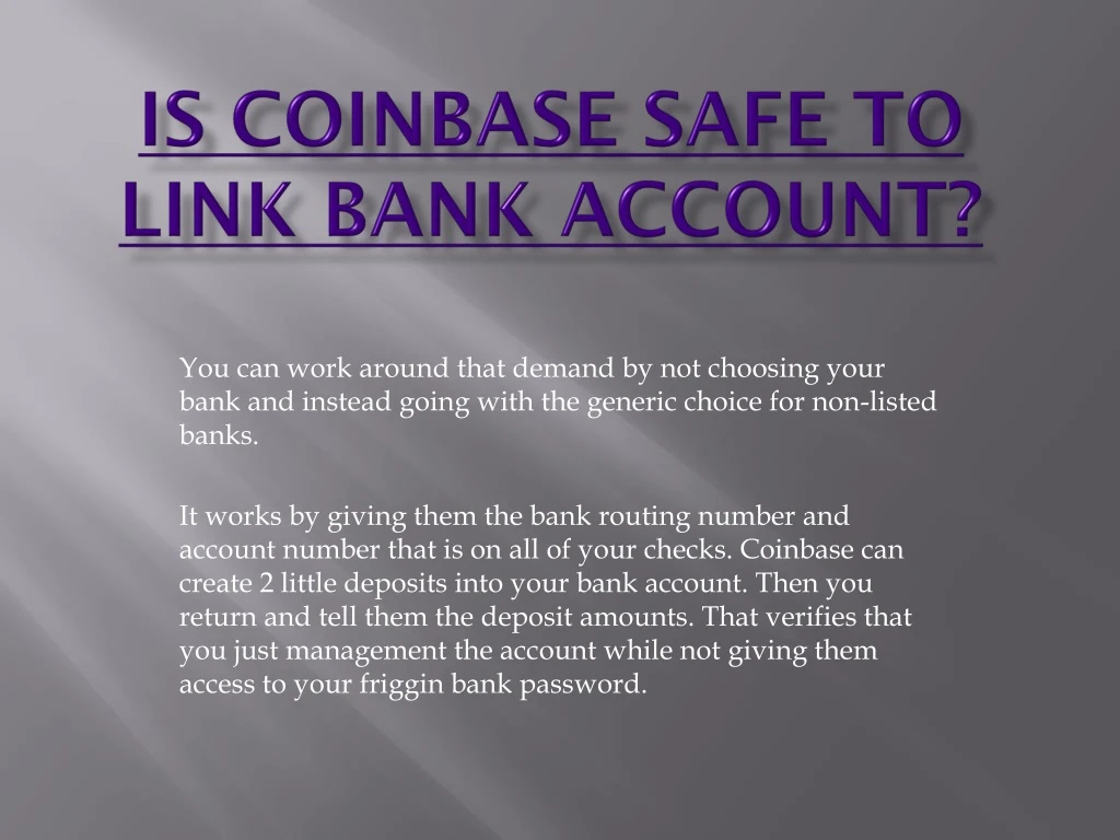 is coinbase safe to link bank account