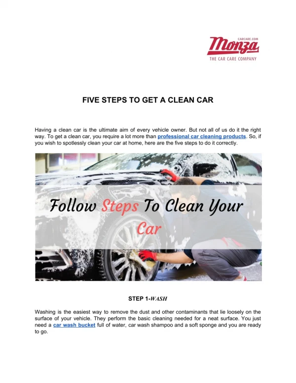 Five Steps To Get a Clean Car