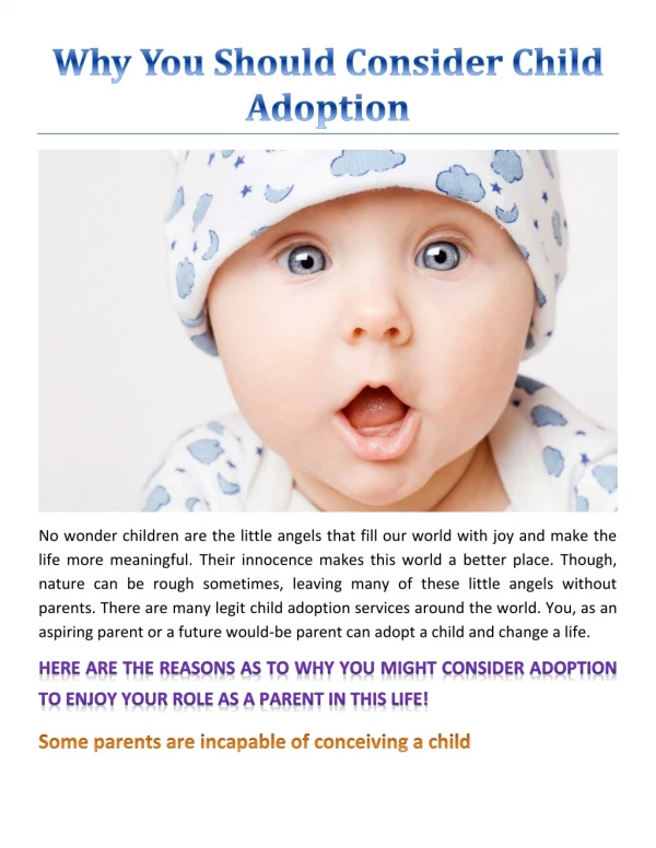 Why You Should Consider Child Adoption