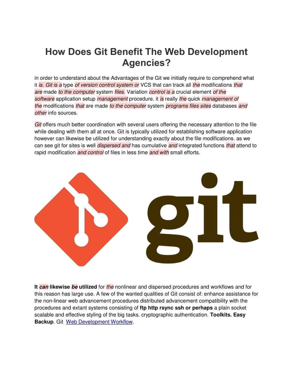 how does git benefit the web development agencies