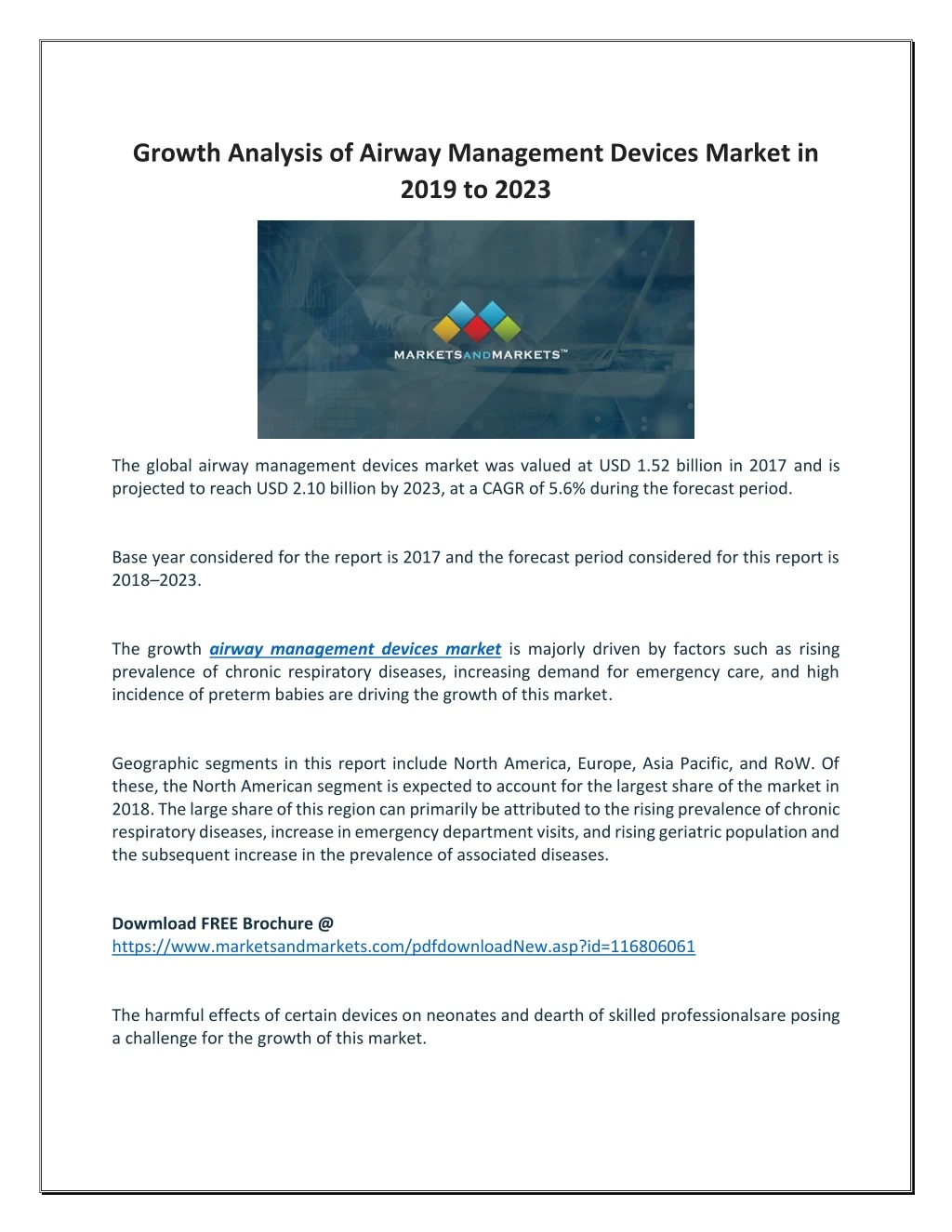 growth analysis of airway management devices