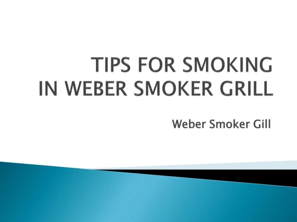TIPS FOR SMOKING IN WEBER SMOKER GRILL