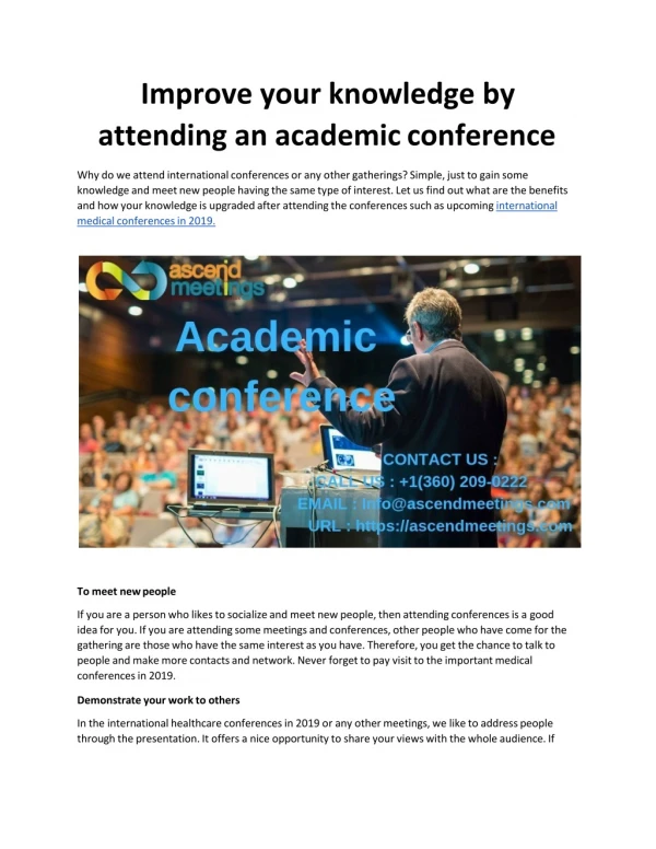 Improve your knowledge by attending an academic conference