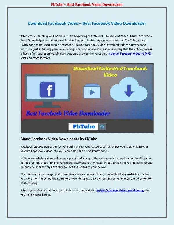 Download Facebook Video – Best Facebook Video Downloader
