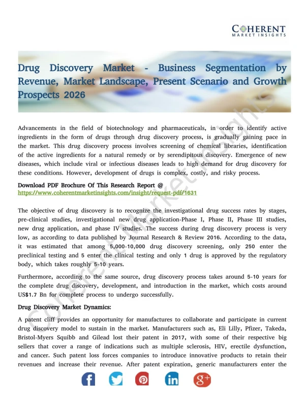 Drug Discovery Market - Global Industry Insights, Trends, Outlook, and Opportunity Analysis, 2018-2026
