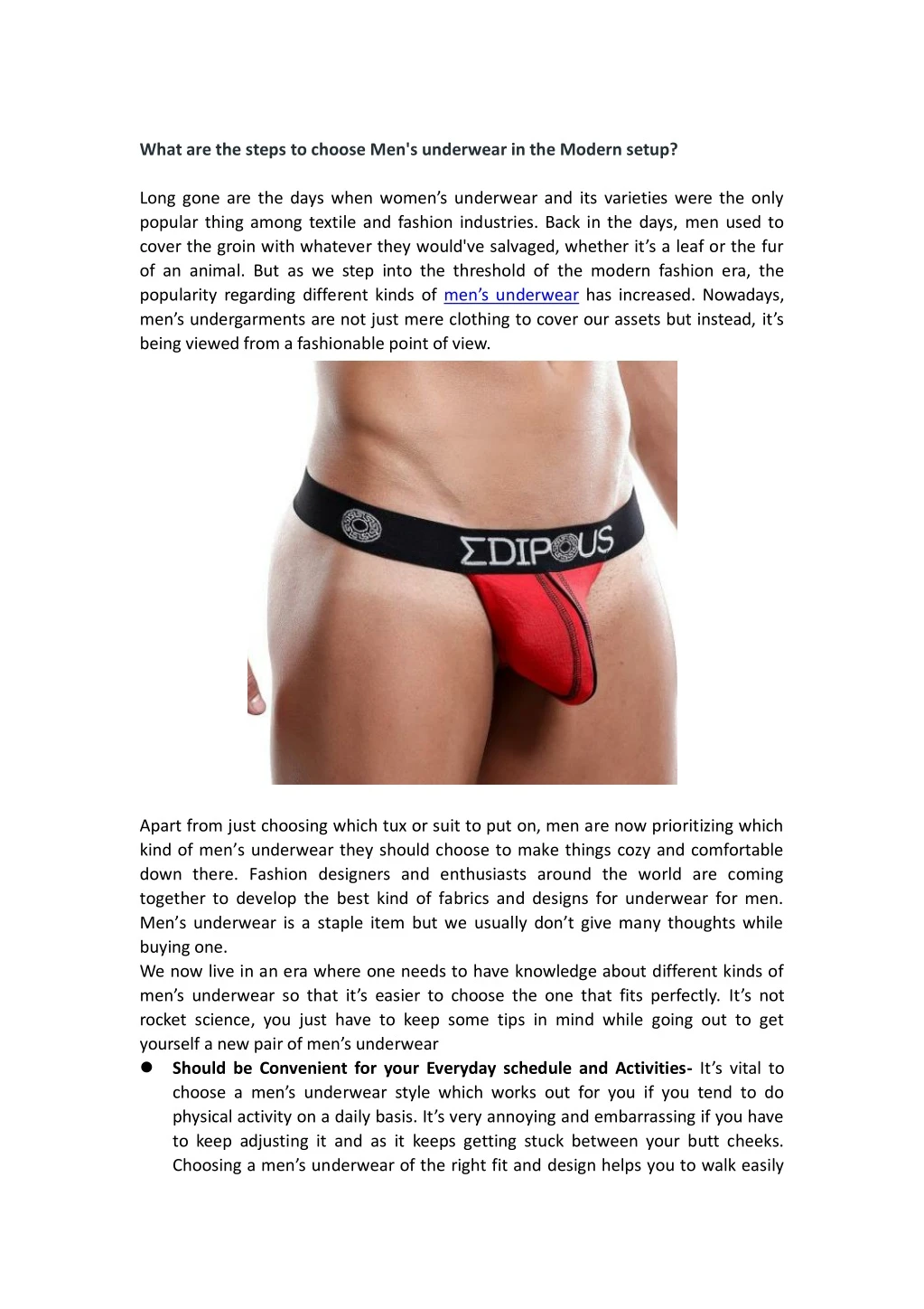 what are the steps to choose men s underwear