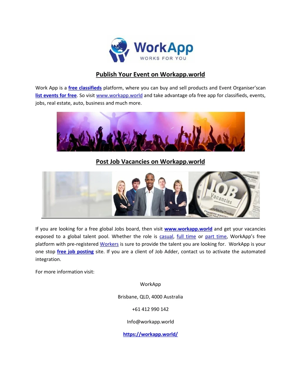 publish your event on workapp world