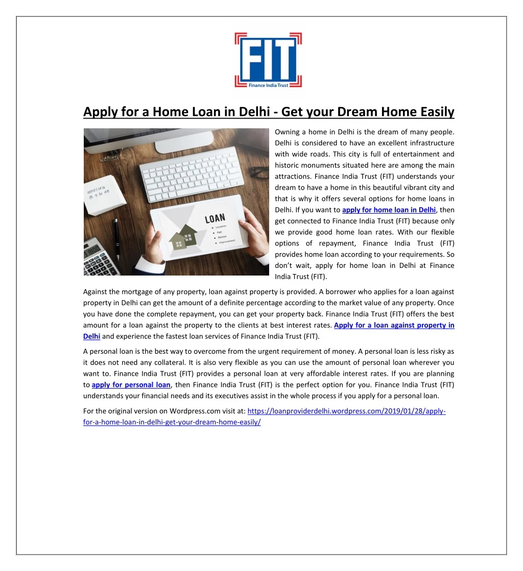 apply for a home loan in delhi get your dream