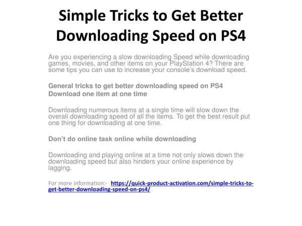 Simple Tricks to Get Better Downloading Speed on PS4