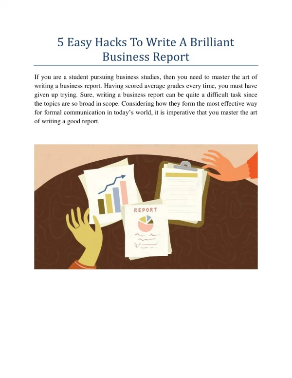 Hacks To Write A Brilliant Business Report