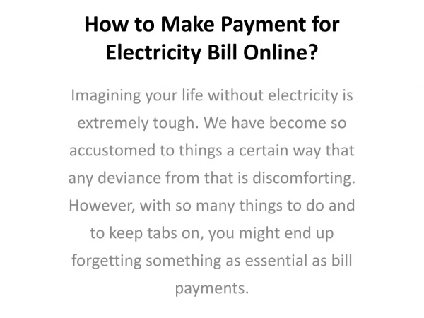 How to Make Payment for Electricity Bill Online