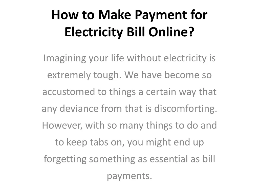 how to make payment for electricity bill online