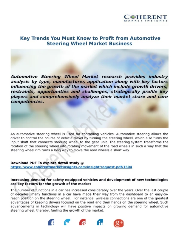 Key Trends You Must Know to Profit from Automotive Steering Wheel Market Business