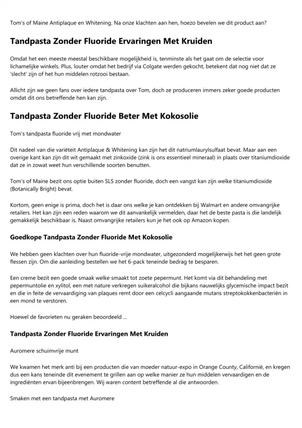 Tandpasta Zonder Fluoride Kind Kruidvat. Wist Je Dit.