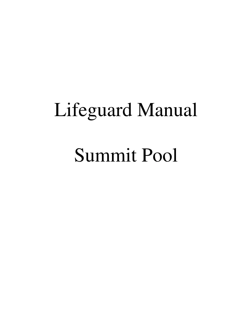 lifeguard manual summit pool