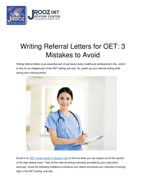 Writing Referral Letters for OET: 3 Mistakes to Avoid