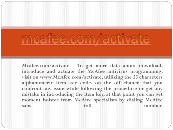 MCAFEE.COM/ACTIVATE- MCAFEE DOWNLOAD SUPPORT
