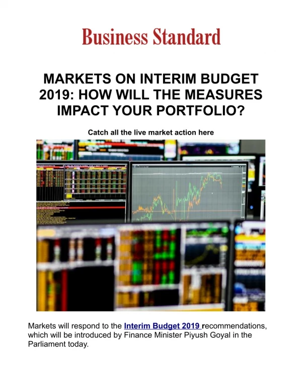 MARKETS ON INTERIM BUDGET 2019: HOW WILL THE MEASURES IMPACT YOUR PORTFOLIO?