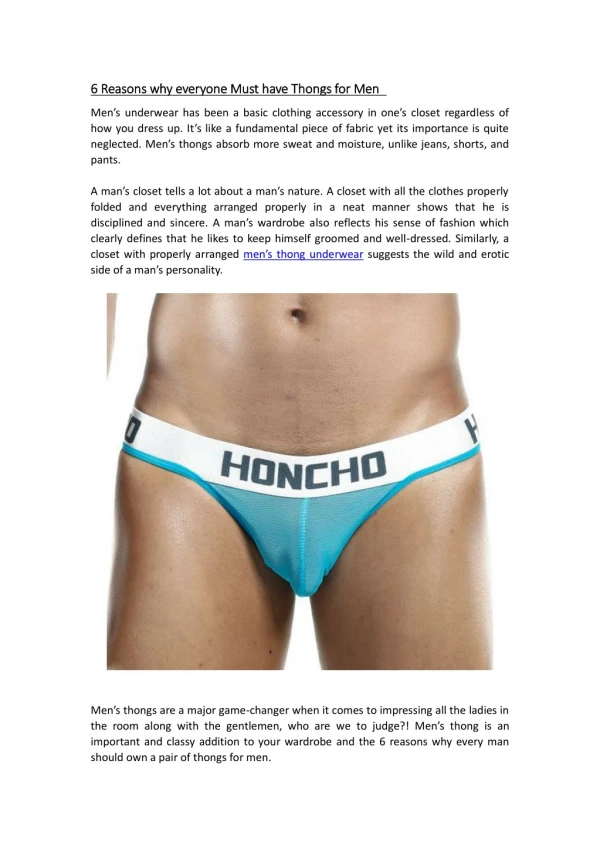 6 reasons why everyone must have thongs for men