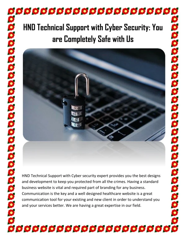 HND Technical Support with Cyber Security: You are Completely Safe with Us
