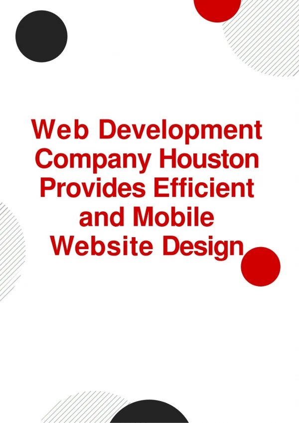 Web Development Company Houston Provides Efficient Mobile Website Design