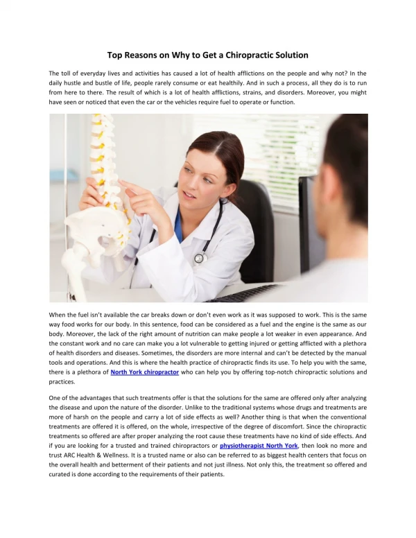 Top Reasons on Why to Get a Chiropractic Solution