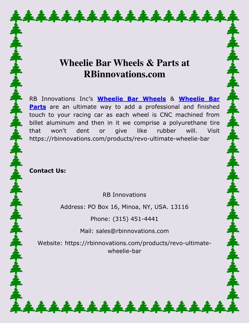 wheelie bar wheels parts at rbinnovations com