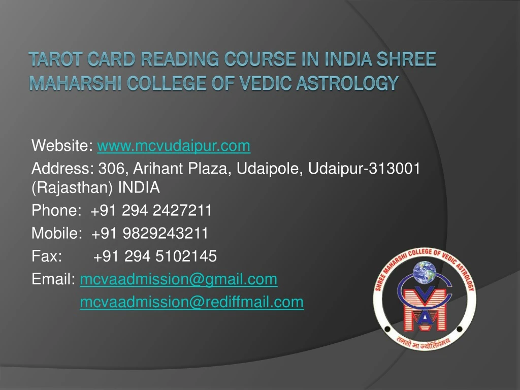 tarot card reading course in india shree maharshi college of vedic astrology