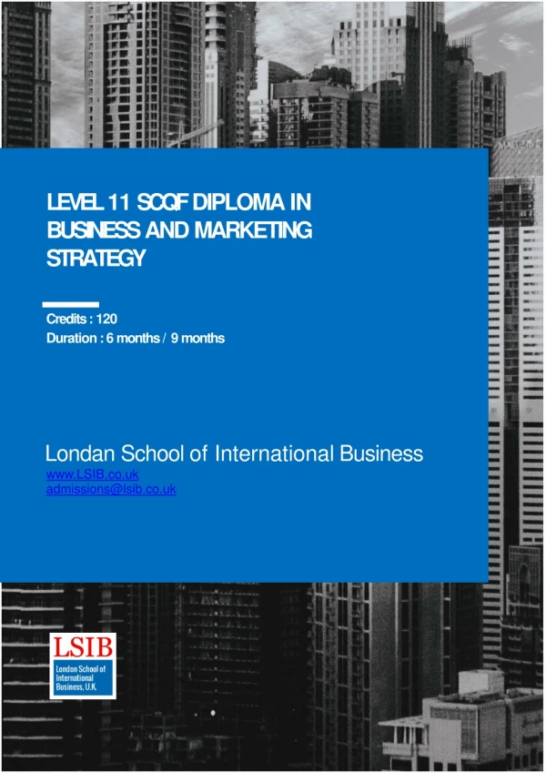 Level 11 SCQF Diploma in Business and Marketing Strategy