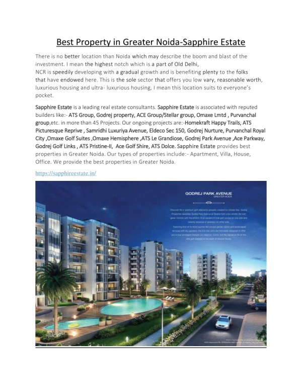 Best Property in Greater Noida-Sapphire Estate