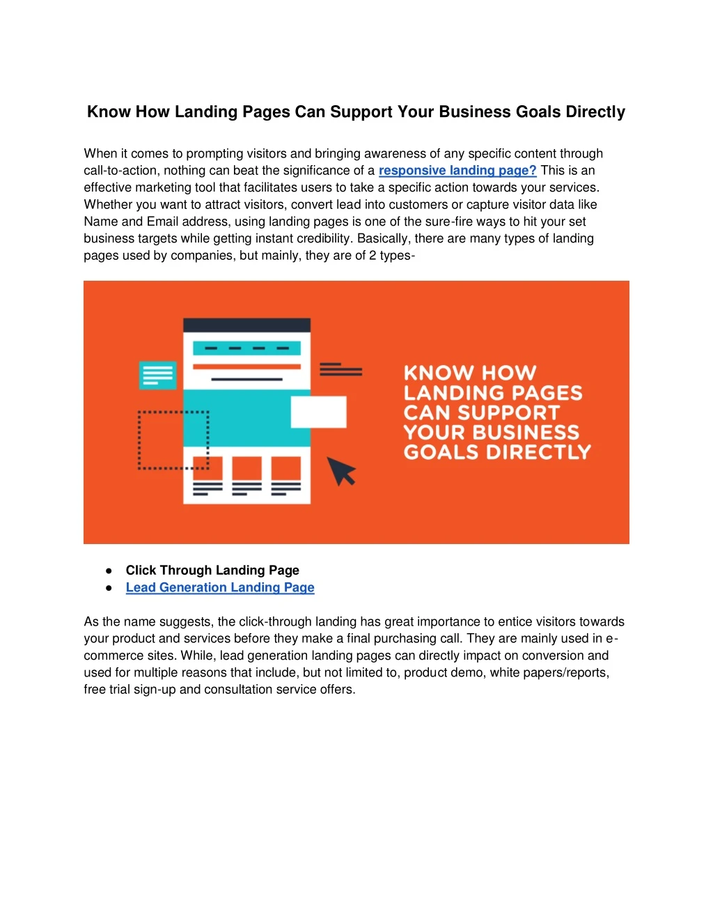 know how landing pages can support your business