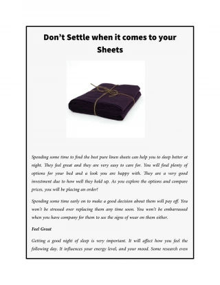 Don’t Settle when it comes to your Sheets - slide 1