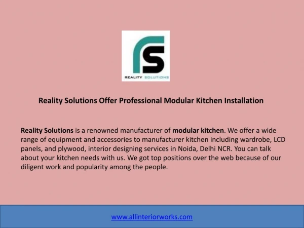 Reality Solutions Offer Professional Modular Kitchen Installation