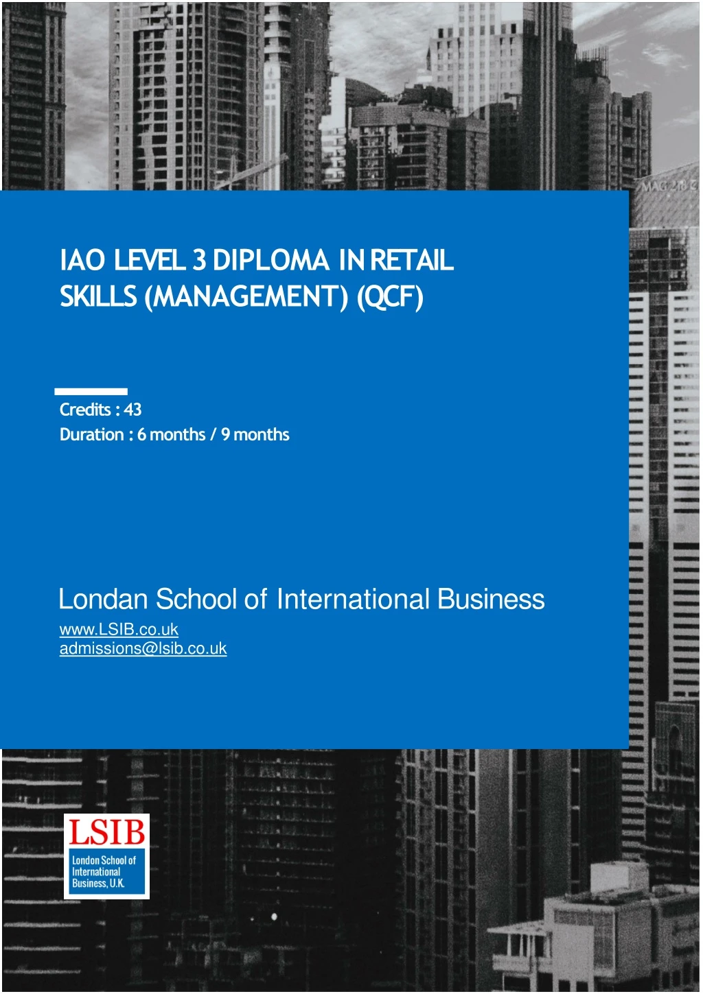 iao level 3 diploma in retail skills management qcf